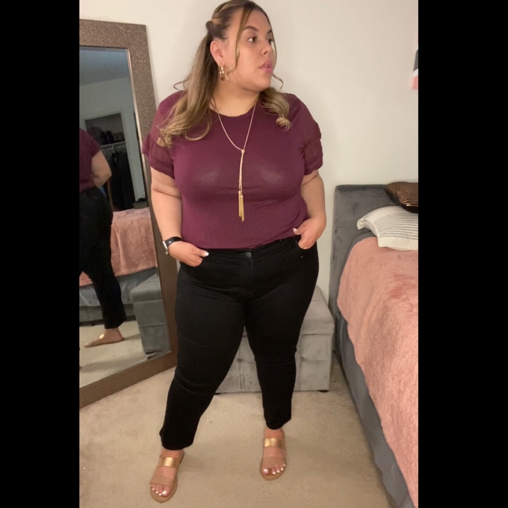 Loft Plus Black Straight Crop Jeans